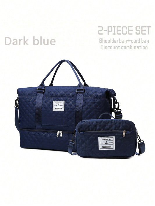 2PCS Large Capacity Travel Duffel Bag, Wet and Dry Separation Fitness Bag, Weekend Overnight Shoulder Bag, Hospital Necessary Mommy Bag, Travel Bag, Holiday Bag, Weekend Bag, Overnight Bag, with a Pull Bar Bag, with Shoe Storage, Boarding Bag, Cosmetics Storage Bag Bag for School School Accessories School Stuff